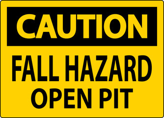 Caution Sign Fall Hazard - Open Pit