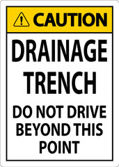 Caution Sign Drainage Trench - Do Not Drive Beyond This Point