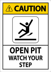 Caution Sign Open Pit, Watch Your Step