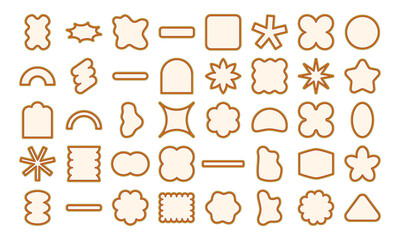 Sticker Retro Abstract Geometric Shapes. Sticker shapes oval, rectangle, line, flower, bling. abstract background elements for branding, packaging, prints and social media posts.