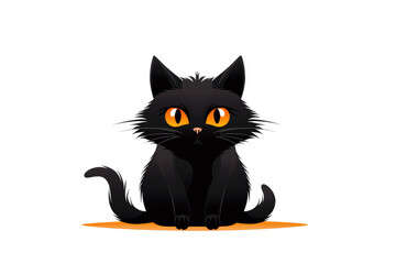 Black cat illustration isolated on white background