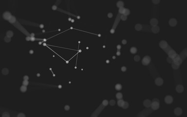 Abstract background. Molecules technology with polygonal shapes, connecting dots and lines. Connection structure. Big data visualization.