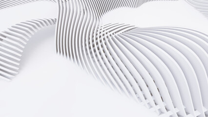 Abstract Curved Shapes. White Circular Background.