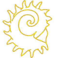 Golden linear seashell.Decorative summer decoration.