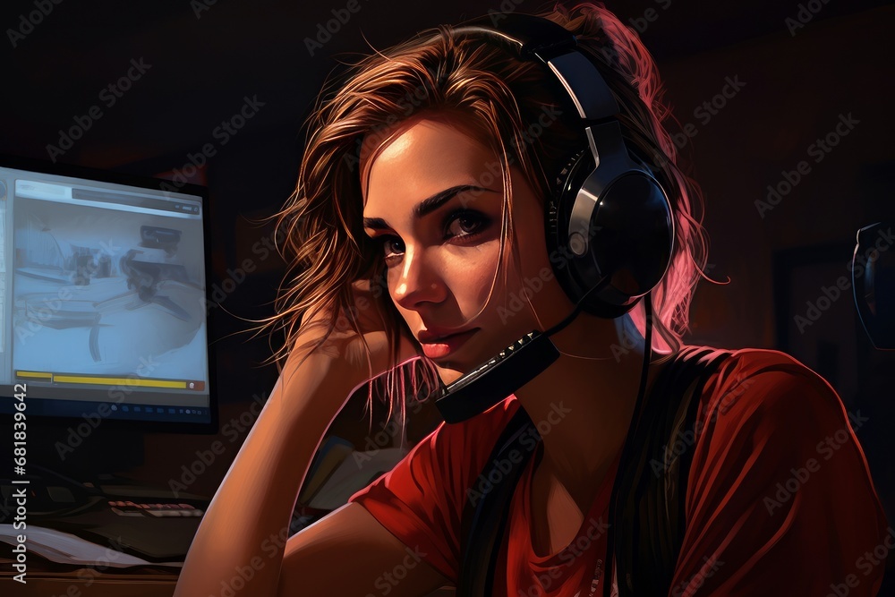 Poster empathetic hotline operator. business operator headset. generate ai
