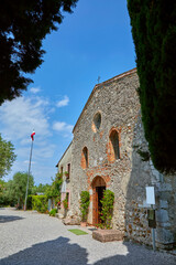 Beautiful view of the Church of San Pietro in Mavino on Lake Garda in Sirmione, Italy
