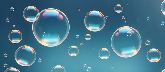 Blue Soap Bubbles Digital Background Design Graphic Banner Website Flyer Ads Gift Card Template