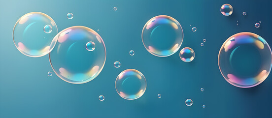 Blue Soap Bubbles Digital Background Design Graphic Banner Website Flyer Ads Gift Card Template
