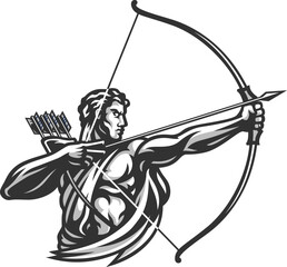 A Greek Young Archer with Bow and Arrow