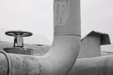 pipeline against the gray sky close-up