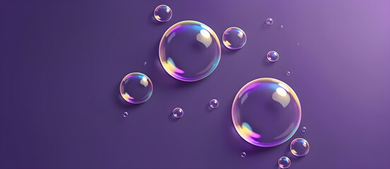 Purple Soap Bubbles Digital Background Design Graphic Banner Website Flyer Ads Gift Card Template