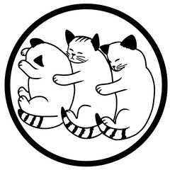 Sleepy cats in the circle