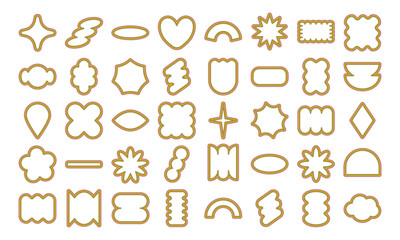 Lined Colorful Abstract Geometric Shapes. Sticker shapes oval, rectangle, line, flower, bling. abstract background elements for branding, packaging, prints and social media posts.