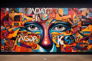 Transformative Education Art: Captivating street art with vibrant visuals and bold typography,...