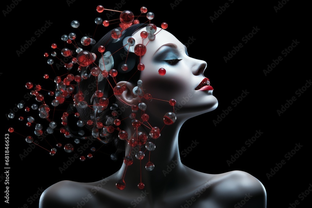 Poster invisible molecules macro. cell lab research. generate ai