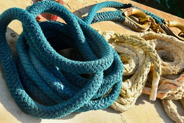 Blue and white boat rope 