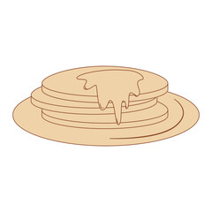 Brown line pancake. Cute flat vector illustration with dessert theme. Food.