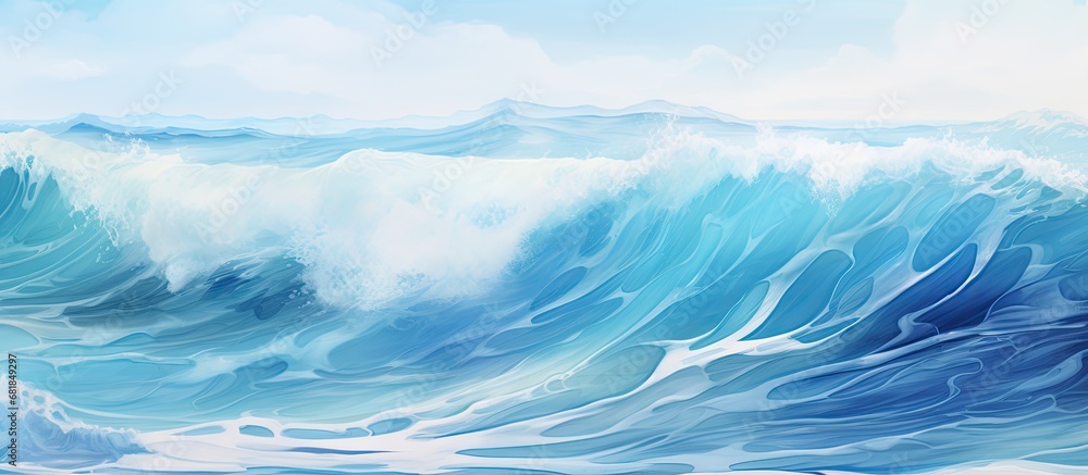 Poster in the hazy light of a summer morning, the abstract texture of the ocean's surface danced with a bea