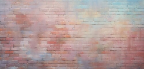 A brick wall painted in a soft pastel color.