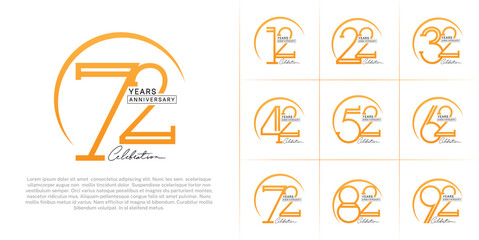 set of anniversary logotype orange and black color with handwriting for special celebration event