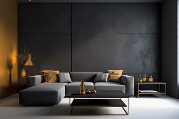 A modern, graphite grey wall with a sleek, metallic sheen