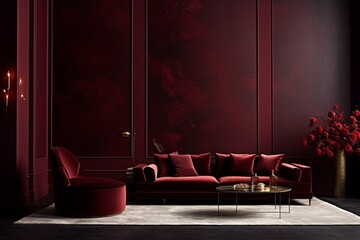 A rich burgundy wall with a luxurious, velvety texture