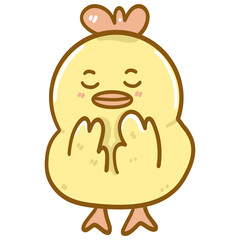Cute yellow chicken cartoon character