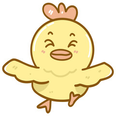 Cute yellow chicken cartoon character