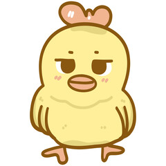 Cute yellow chicken cartoon character
