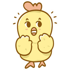 Cute yellow chicken cartoon character