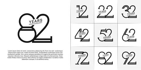 set of anniversary logotype black color for special celebration event