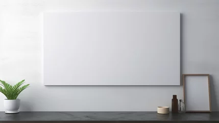 Deurstickers White board hanging on wall. Generative AI © BoszyArtis