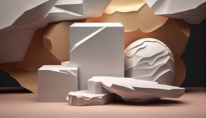 Abstract background Scene cosmetic Product Package Presentation Stone Podium splay 3d rendering dais rock corporate display geometry graphic idea layout luxury minimal sale stage racked minimalism