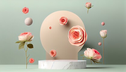 abstract geometric shape background modern minimalist mockup podium splay flower racked display...