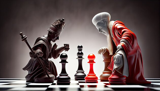 black defeats red pawn chess Challenge battle winner leadership board game competition team plan victory play check king piece teamwork success leader strategy competitive intelligence move