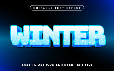 Winter 3d text effect, editable text fot template headline