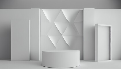 white wall blank podium splay abstract background 3d rendering minimal platform room display scene template modern sale stage geometric exhibition fashion design commercial business product dais