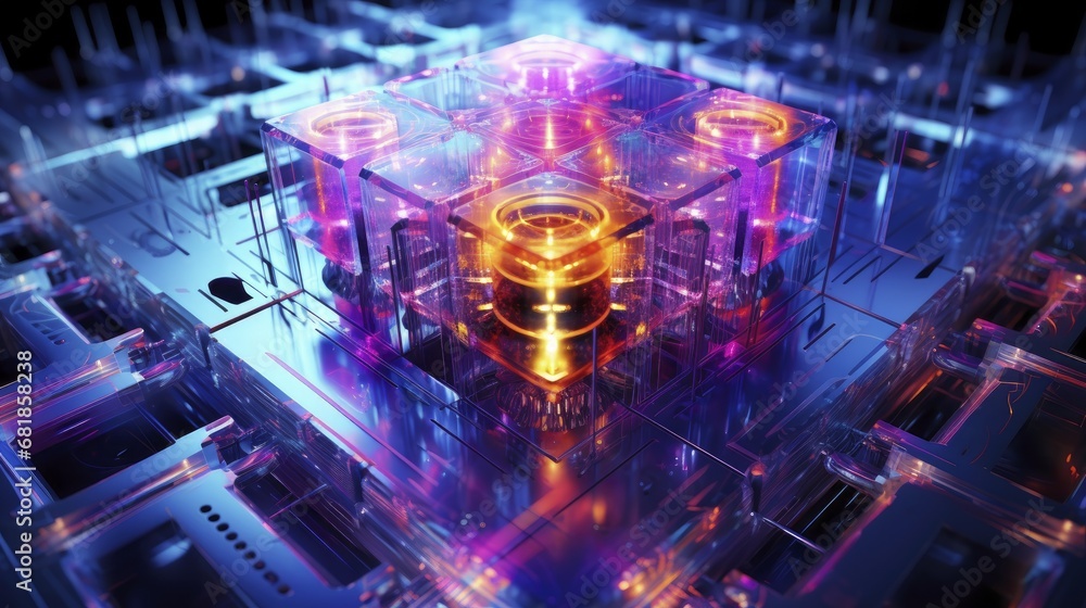 Poster quantum computing advanced technology innovative superposition processing qubits futuristic problem