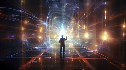 Fototapeta na wymiar Quantum teleportation advanced technology innovative information transfer entanglement futuristic