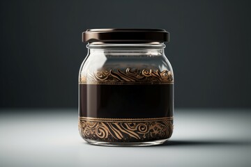 Transparent Instant coffee glass jar. Closed glass. Generate Ai