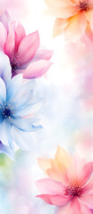 Fototapeta premium Abstract Watercolor Flower Painting Background Art Illustration Postcard Digital Artwork Banner Website Flyer Ads Gift Card Template