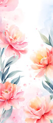 Abstract Watercolor Flower Painting Background Art Illustration Postcard Digital Artwork Banner Website Flyer Ads Gift Card Template