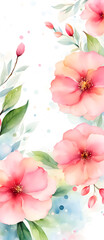 Obraz na płótnie Canvas Abstract Watercolor Flower Painting Background Art Illustration Postcard Digital Artwork Banner Website Flyer Ads Gift Card Template