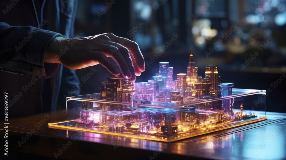 Poster holographic displays three dimensional visualization advanced technology innovative design
