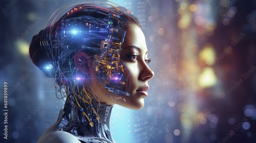 Aufkleber artificial intelligence advanced technology innovative machine learning deep learning futuristic