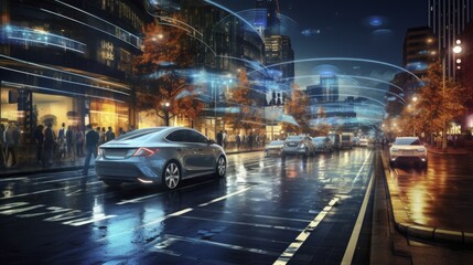 Fototapeta na wymiar Autonomous vehicles self driving cars advanced sensors artificial intelligence traffic optimization