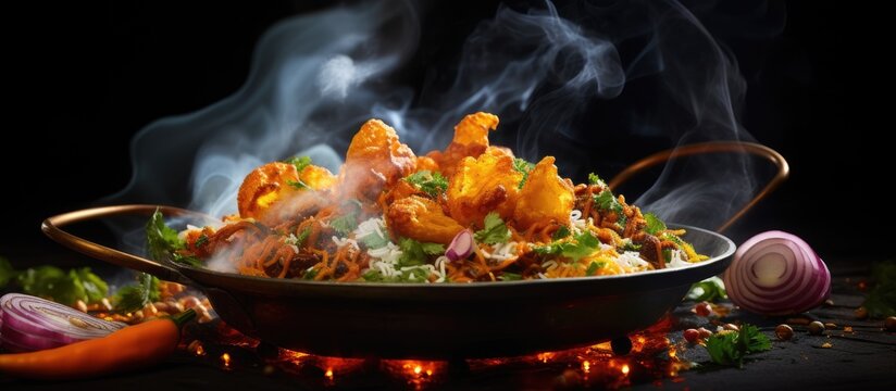 During Diwali in India, the vibrant streets are filled with the tantalizing aromas of Indian street food like spicy onion bhajis, savory peanut chaat garnished with fresh coriander, and sweet and