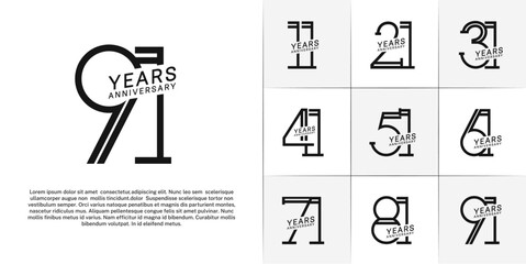 set of anniversary logotype black color for special celebration event