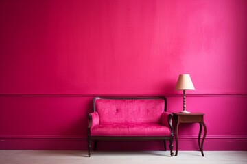 Vibrant, raspberry pink wall with a glossy, painted finish