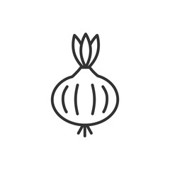 Onion line icon with editable stroke. Outline food symbol. Vector illustration.